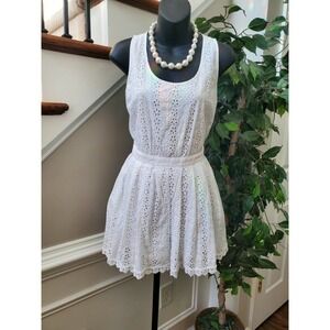 Double Zero Women's White 100% Cotton Scoop Neck Sleeveless Casual Romper Size M